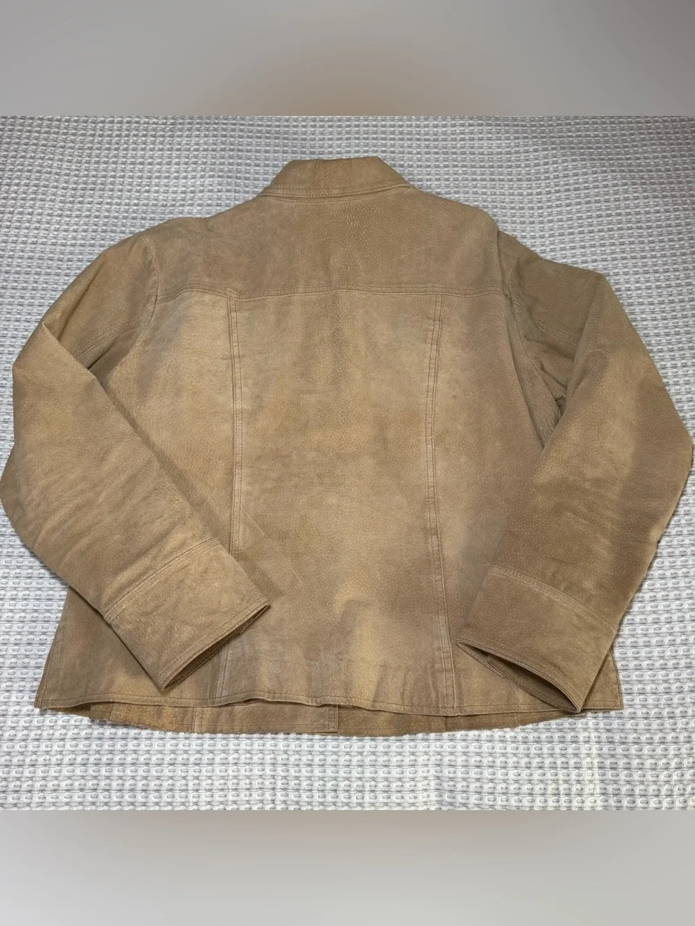 Coldwater Creek Suede Leather Jacket Women’s Large Tan Cowboy Snap Lined Western